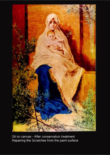 Oil on canvas - After conservation - Repairing the scratches